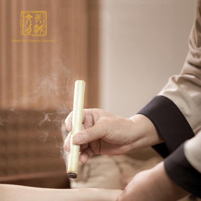 长城文创艾绒艾条家用随身灸陈艾柱纯艾灸条熏艾绒无烟艾灸盒 