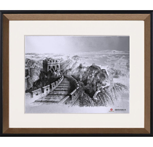 长城文创万里长城银版画手绘国画山水画靠山新中式老板办公室挂画 